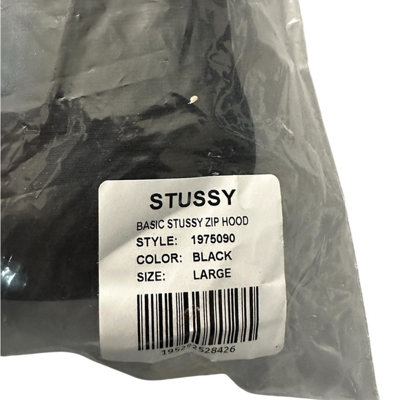 Stussy Basic Black Zip Hoodie NWT Streetwear Logo Full Zip Jacket Men L - Picture 5 of 6